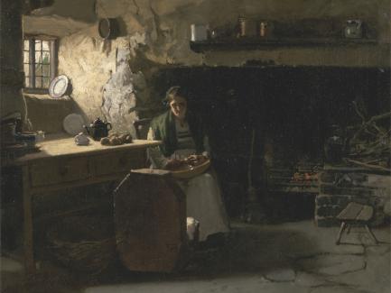 Frank Holl, Peeling Potatoes (detail), ca. 1880, oil on canvas, Yale Center for British Art, Paul Mellon Fund