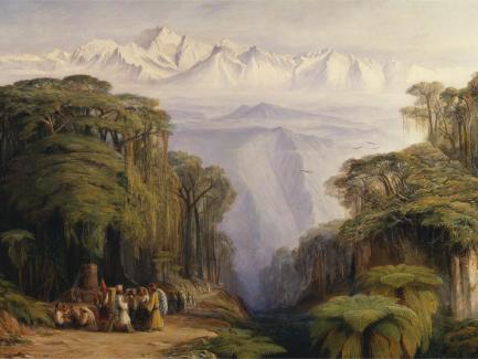 Edward Lear, Kangchenjunga from Darjeeling (detail), 1879, oil on canvas, Yale Center for British Art, Gift of Donald C. Gallup, Yale BA 1934, PhD 1939