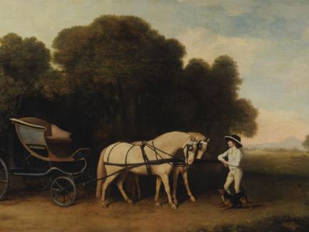 George Stubbs, Phaeton with a Pair of Cream Ponies and a Stable-Lad (detail), 1780–84, beeswax and oil on panel, Yale Center for British Art, Paul Mellon Collection