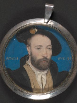 Attributed to Hans Holbein the Younger, Portrait of a man, probably Sir George Carew (ca.1504–1545), ca. 1540, gouache and gold on thin card, Yale Center for British Art, Paul Mellon Collection