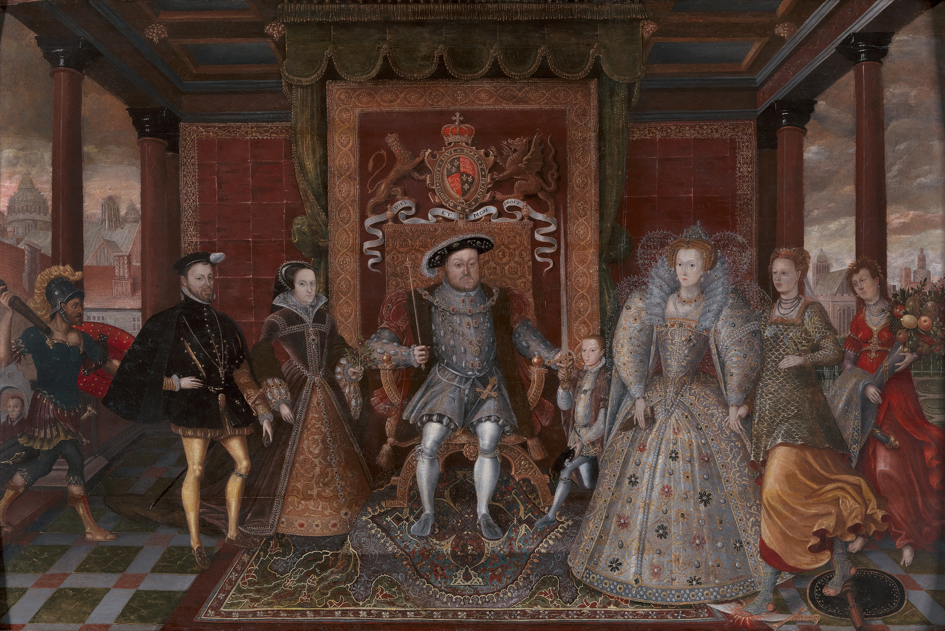 Unknown artist, An Allegory of the Tudor Succession: The Family of Henry VIII, ca. 1590, oil on panel, Yale Center for British Art, Paul Mellon Collection