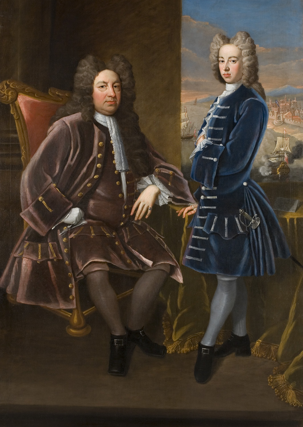 Attributed to James Worsdale, Elihu Yale with a Young man, 1714, oil on canvas, Elizabethan Club, Yale University