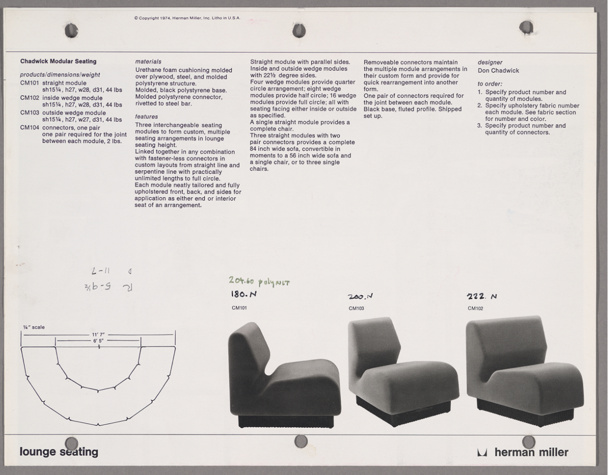 Chadwick Modular Seating, Herman Miller Inc., copyright 1974 (1280)