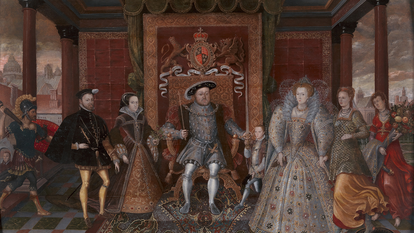 Unknown artist, sixteenth century, after Lucas de Heere, An Allegory of the Tudor Succession: The Family of Henry VIII (detail), ca. 1590, oil on panel, Yale Center for British Art, Paul Mellon Collection