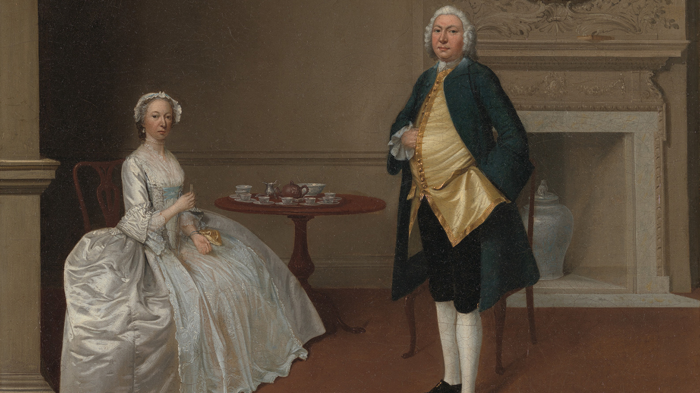Arthur Devis, Mr. and Mrs. Hill (detail), 1750–51, oil on canvas, Yale Center for British Art, Paul Mellon Collection