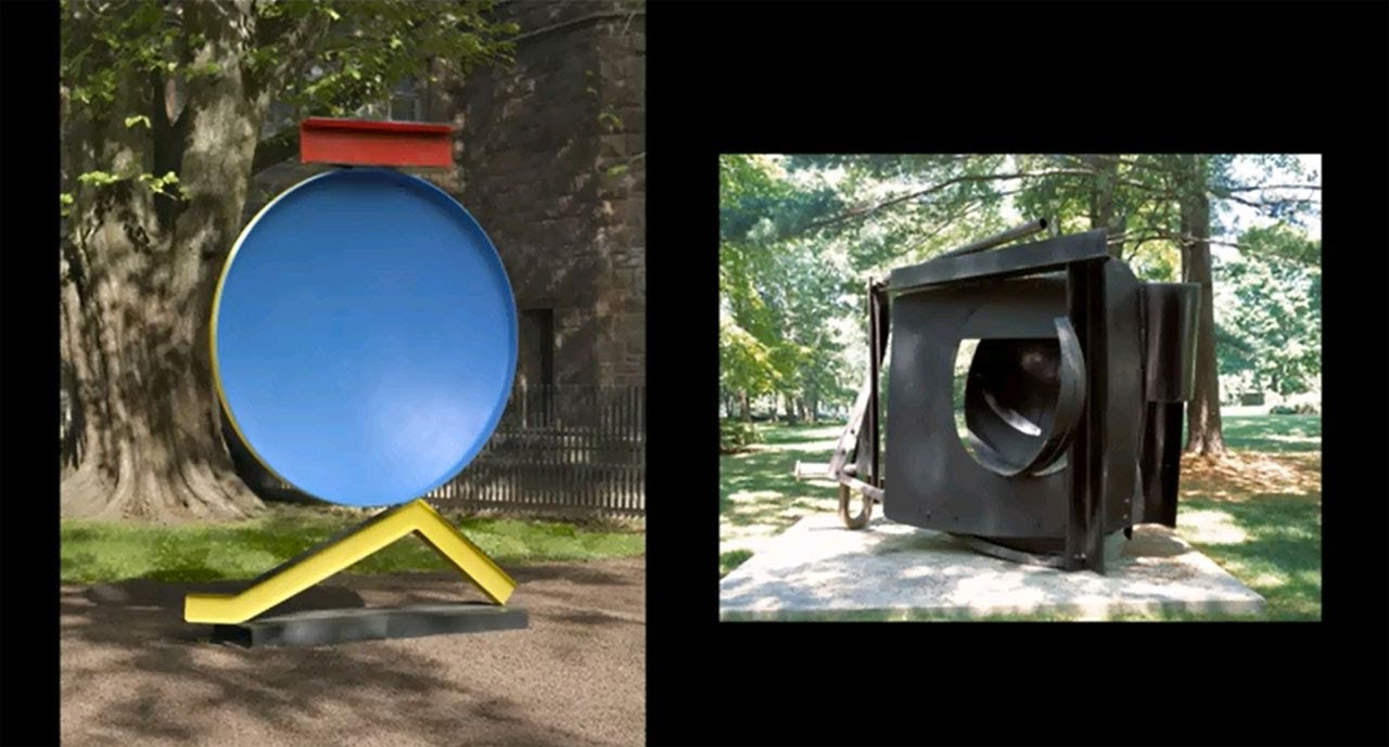 (Left) David Smith, Bec-Dida-Day, 1963, Yale University Art Gallery; (right) Anthony Caro, Ocean, 1982-83, Yale University Art Gallery