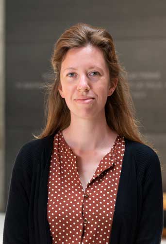 woman wearing a polka dot dress