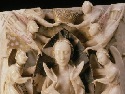Unknown artist, The Assumption and Coronation of the Virgin (detail), 1450 to 1500, Alabaster, Yale Center for British Art, Paul Mellon Fund