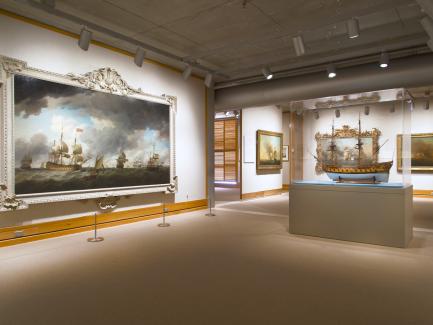 "Spreading Canvas: Eighteenth-Century British Marine Painting" installation, Yale Center for British Art, photo by Richard Caspole