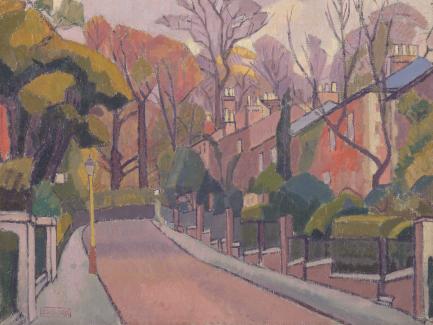 Spencer Frederick Gore, "Cambrian Road, Richmond" (detail), 1913 to 1914, Yale Center for British Art, Paul Mellon Fund