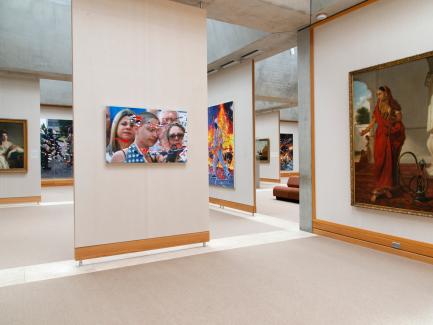Paintings on display in the fourth floor gallery.