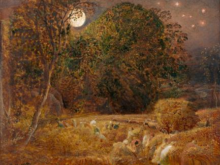 Samuel Palmer, The Harvest Moon (detail), ca. 1833, oil on paper, laid on panel, Yale Center for British Art, Paul Mellon Collection