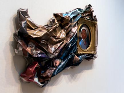 Titus Kaphar's Enough About You (2016) installed at the Yale Center for British Art, October 2020, on loan from the Collection of Arthur Lewis and Hau Nguyen, Courtesy of the artist, photo by Richard Caspole 