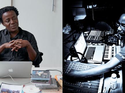 Left to right: John Akomfrah at his London studio, 2016, © Smoking Dogs Films; Courtesy Smoking Dogs Films, London, and Lisson Gallery, New York, photo by Jack Hems; Trevor Mathison, photo by Aniruddha Das