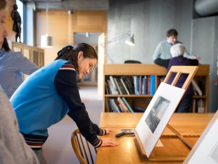 person in the study room