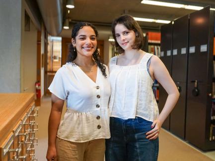 two women in the library
