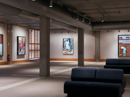 "The Hilton Als Series: Njideka Akunyili Crosby" installation, second-floor galleries, Yale Center for British Art, photo by Richard Caspole