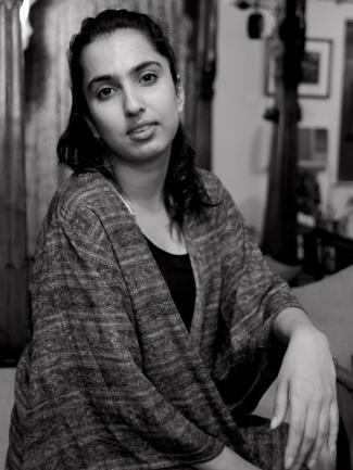 black and white portrait of a woman